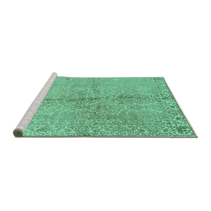 Sideview of Machine Washable Abstract Turquoise Contemporary Area Rugs, wshcon1375turq