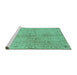 Sideview of Machine Washable Abstract Turquoise Contemporary Area Rugs, wshcon1375turq