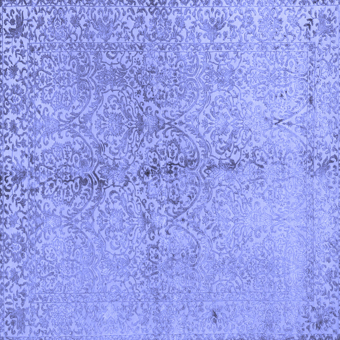 Square Abstract Blue Contemporary Rug, con1375blu