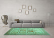 Machine Washable Abstract Turquoise Contemporary Area Rugs in a Living Room,, wshcon1376turq