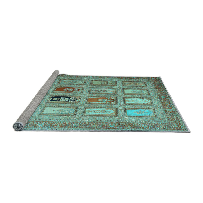 Sideview of Machine Washable Abstract Light Blue Contemporary Rug, wshcon1376lblu