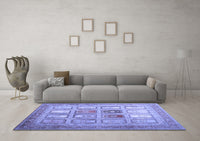 Machine Washable Abstract Blue Contemporary Rug, wshcon1376blu