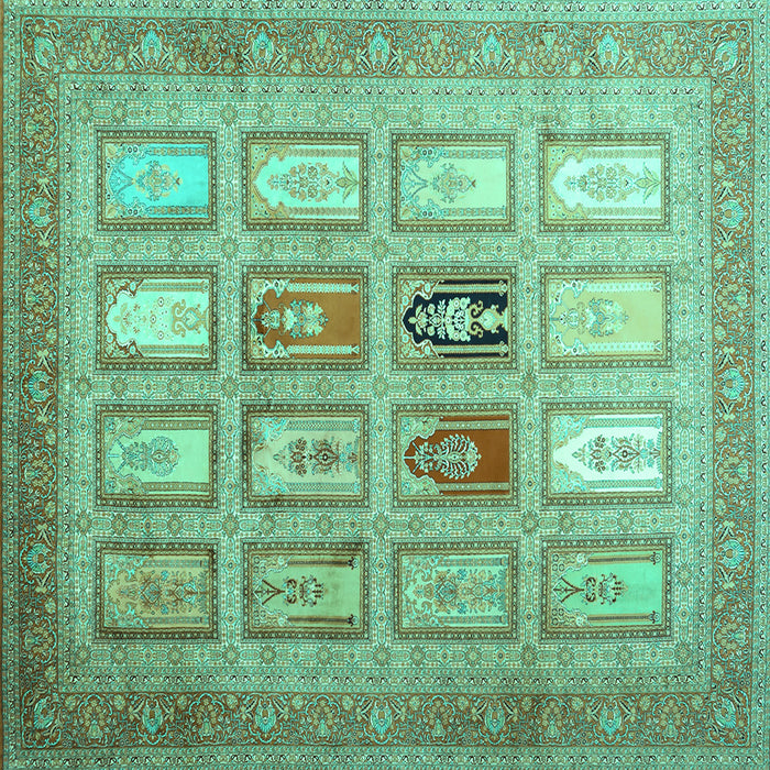 Square Abstract Turquoise Contemporary Rug, con1376turq