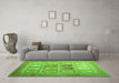 Machine Washable Abstract Green Contemporary Area Rugs in a Living Room,, wshcon1376grn