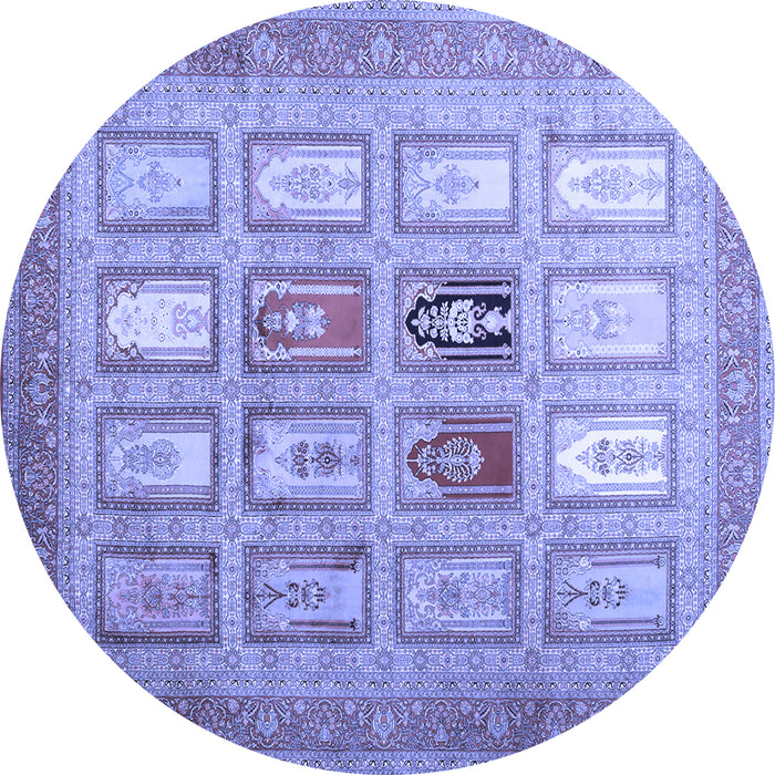 Round Abstract Blue Contemporary Rug, con1376blu