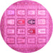 Round Abstract Pink Contemporary Rug, con1376pnk