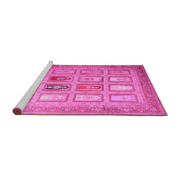 Sideview of Machine Washable Abstract Pink Contemporary Rug, wshcon1376pnk