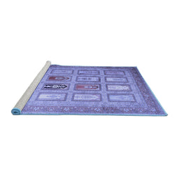 Sideview of Machine Washable Abstract Blue Contemporary Rug, wshcon1376blu