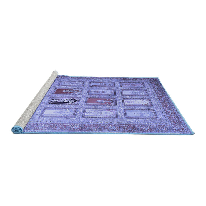 Sideview of Machine Washable Abstract Blue Contemporary Rug, wshcon1376blu