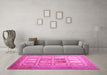 Machine Washable Abstract Pink Contemporary Rug in a Living Room, wshcon1376pnk