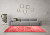 Machine Washable Abstract Red Contemporary Rug, wshcon1376red