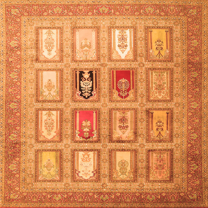 Round Machine Washable Abstract Orange Contemporary Area Rugs, wshcon1376org