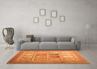 Machine Washable Abstract Orange Contemporary Rug, wshcon1376org