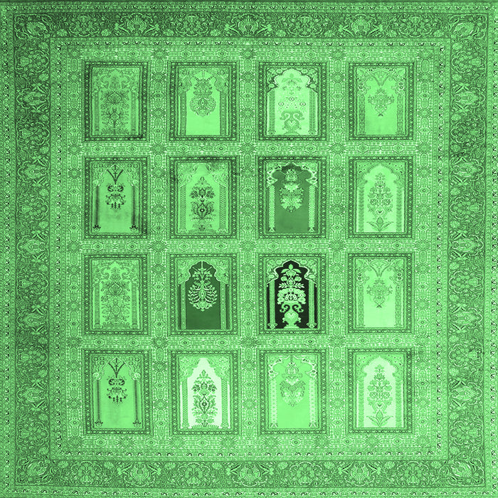 Square Abstract Emerald Green Contemporary Rug, con1376emgrn