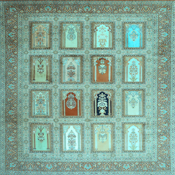 Square Abstract Light Blue Contemporary Rug, con1376lblu