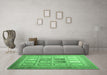 Machine Washable Abstract Emerald Green Contemporary Area Rugs in a Living Room,, wshcon1376emgrn