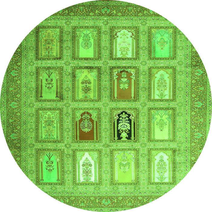 Square Abstract Green Contemporary Rug, con1376grn