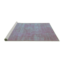 Sideview of Machine Washable Abstract Turquoise Contemporary Area Rugs, wshcon1377turq