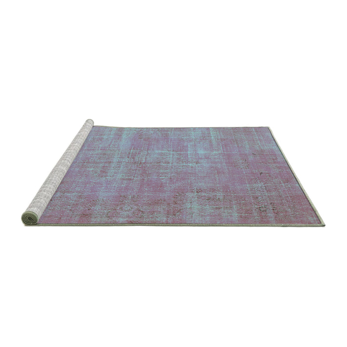 Sideview of Machine Washable Abstract Turquoise Contemporary Area Rugs, wshcon1377turq