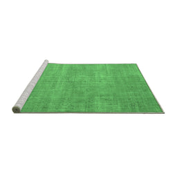 Sideview of Machine Washable Abstract Emerald Green Contemporary Area Rugs, wshcon1377emgrn