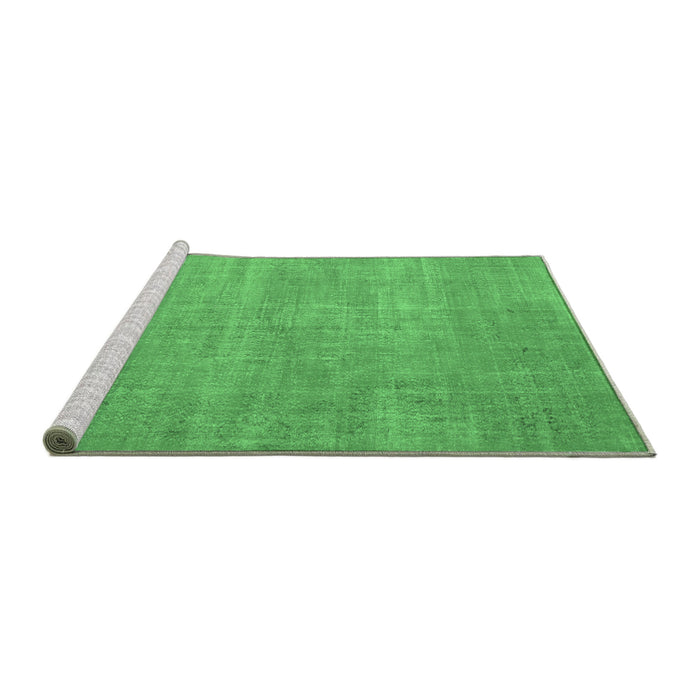 Sideview of Machine Washable Abstract Emerald Green Contemporary Area Rugs, wshcon1377emgrn