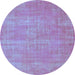 Round Abstract Light Blue Contemporary Rug, con1377lblu