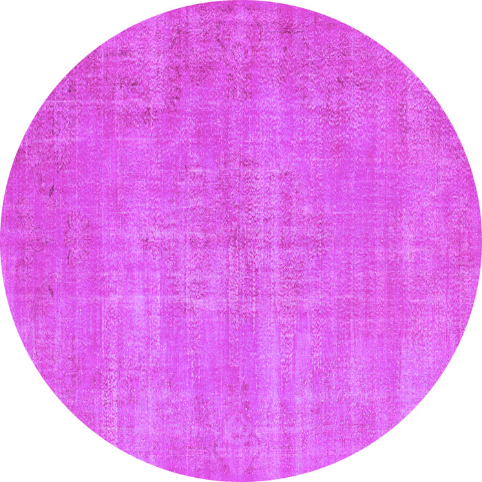 Round Abstract Purple Contemporary Rug, con1377pur