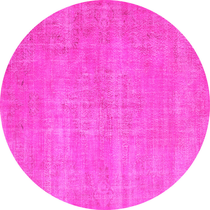 Round Abstract Pink Contemporary Rug, con1377pnk