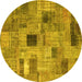 Round Patchwork Yellow Transitional Rug, con1378yw