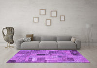 Machine Washable Patchwork Purple Transitional Rug, wshcon1378pur