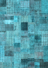 Patchwork Light Blue Transitional Rug, con1378lblu