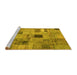 Sideview of Machine Washable Patchwork Yellow Transitional Rug, wshcon1378yw