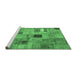 Sideview of Machine Washable Patchwork Emerald Green Transitional Area Rugs, wshcon1378emgrn