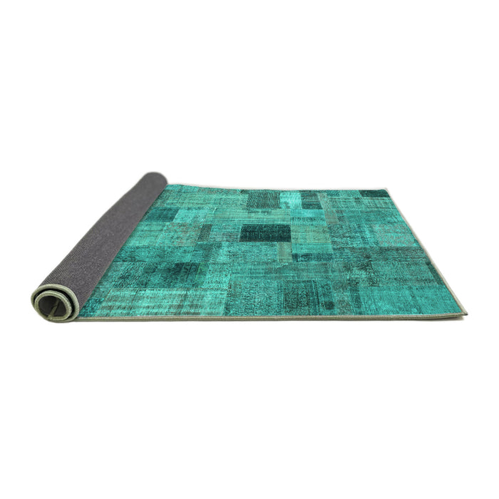 Sideview of Patchwork Turquoise Transitional Rug, con1378turq