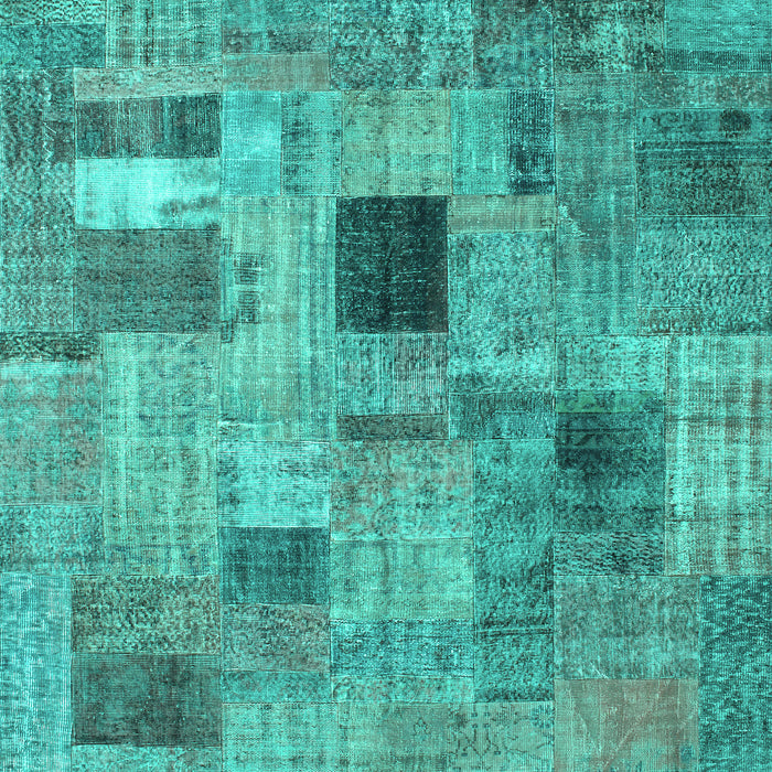 Machine Washable Patchwork Turquoise Transitional Area Rugs, wshcon1378turq