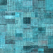 Square Machine Washable Patchwork Light Blue Transitional Rug, wshcon1378lblu