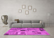 Machine Washable Patchwork Pink Transitional Rug in a Living Room, wshcon1378pnk