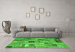 Machine Washable Patchwork Green Transitional Area Rugs in a Living Room,, wshcon1378grn