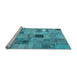 Sideview of Machine Washable Patchwork Light Blue Transitional Rug, wshcon1378lblu