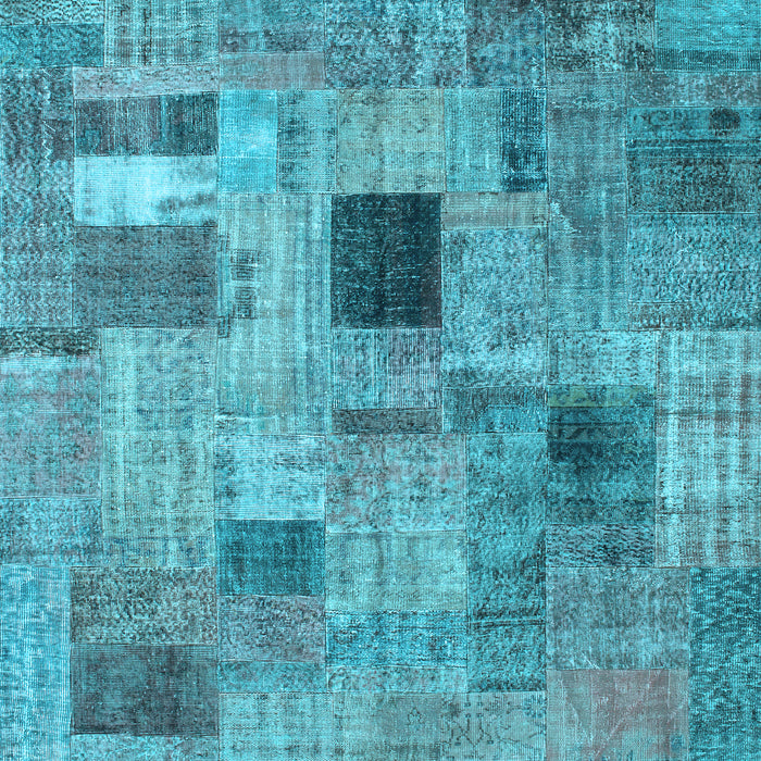 Machine Washable Patchwork Light Blue Transitional Rug, wshcon1378lblu