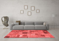 Machine Washable Patchwork Red Transitional Rug, wshcon1378red