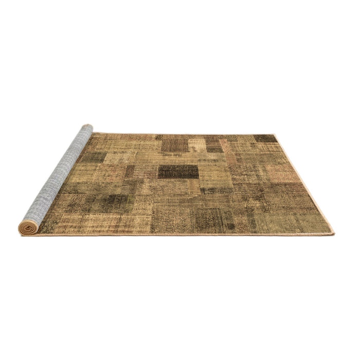 Sideview of Machine Washable Patchwork Brown Transitional Rug, wshcon1378brn