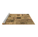 Sideview of Machine Washable Patchwork Brown Transitional Rug, wshcon1378brn