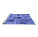 Sideview of Machine Washable Patchwork Blue Transitional Rug, wshcon1378blu