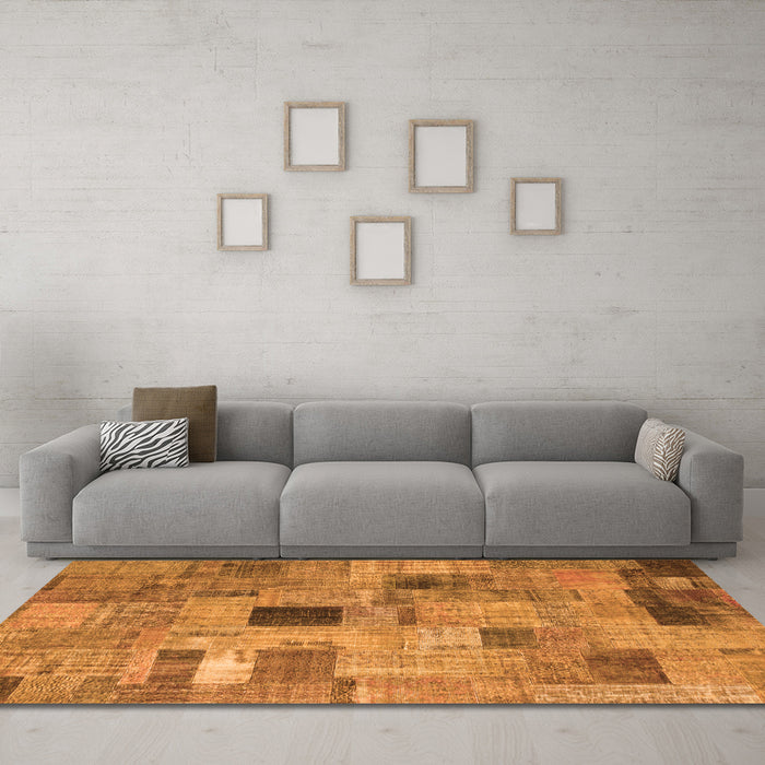 Machine Washable Patchwork Orange Transitional Area Rugs in a Living Room, wshcon1378org