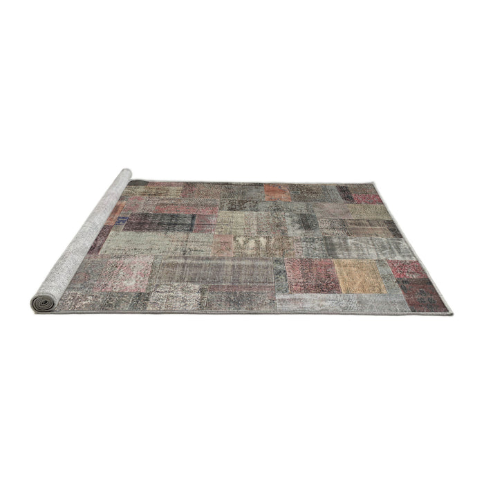 Serging Thickness of Machine Washable Contemporary Rosy Brown Pink Rug, wshcon1379