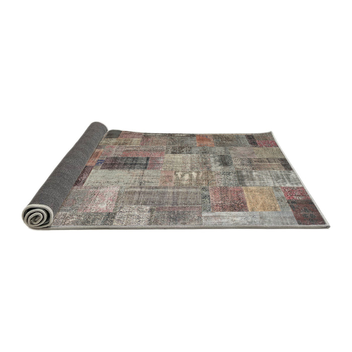 Thickness of Contemporary Rosy Brown Pink Patchwork Rug, con1379