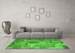 Machine Washable Patchwork Green Transitional Area Rugs in a Living Room,, wshcon1379grn