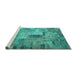 Sideview of Machine Washable Patchwork Turquoise Transitional Area Rugs, wshcon1379turq