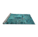 Sideview of Machine Washable Patchwork Light Blue Transitional Rug, wshcon1379lblu